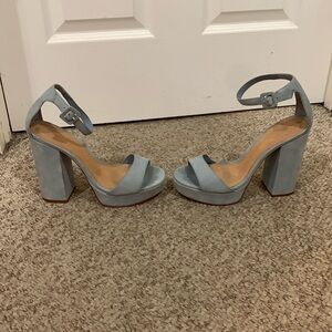 Schutz baby blue platform chunky heel ankle strap high heel shoes 9.5